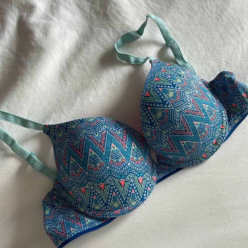PINK blue adjustable push up bra
